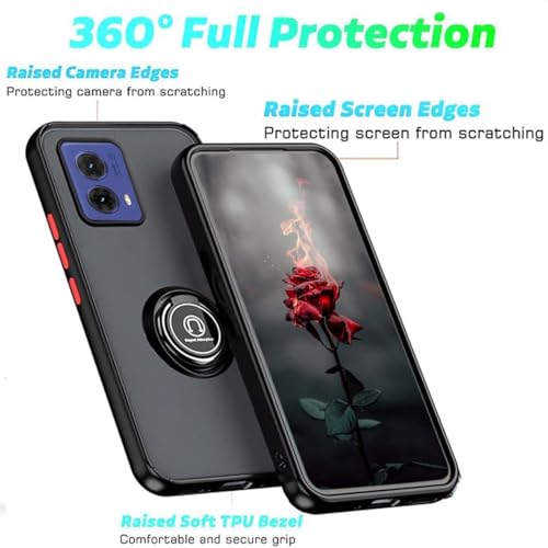 YUEQIAN Case for Motorola Moto G85 5G, 360°with Rotation Finger Ring Magnet Car Holder Shockproof Case - Image 3