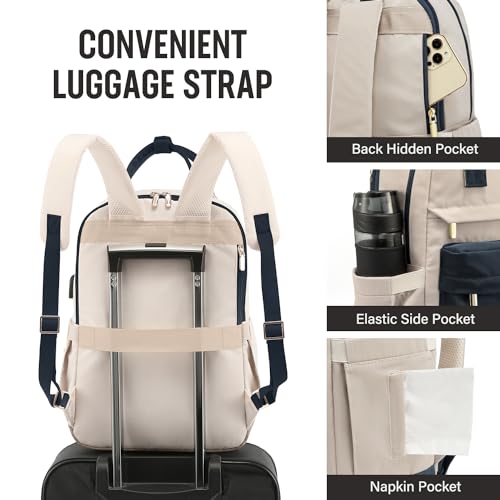 Image of LOVEVOOK Laptop Backpack for Women Men, 17.3 Inch Laptop Bag with USB Port Fashion Waterproof Backpacks Teacher Nurse Stylish Travel Bags Vintage Daypacks for College, Work