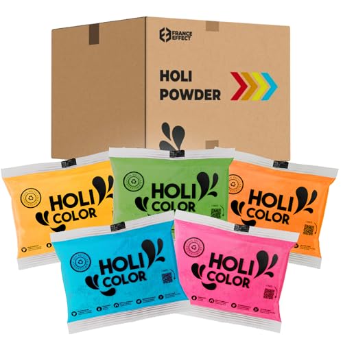 France Effect - Poudre Holi Multicolore, 100 Sachets de 75g, Couleurs Vives et Festives, Idéal pour Festivals et Célébrations