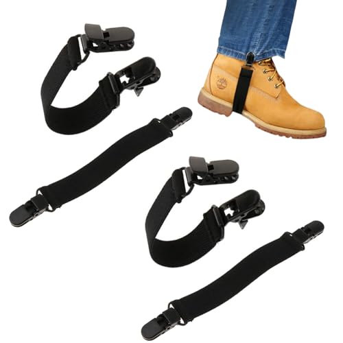 SHUNGXINYI 4 Pack Elastic Boot Clips Adjustable Pants Straps Motorcycle Boot Straps for Men Women