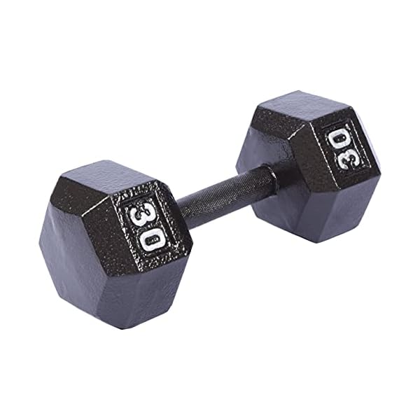 Amazon Basics Cast Iron Hex Dumbbell Weight, 11.3 x 5 x 4.3 Inches, 25 Pounds, Black