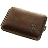 GERMANUS Pillendoos etui, Made in Germany, klein rundvlees pillendoos voor tabletten, staal met bruin leer, voor tabak…
