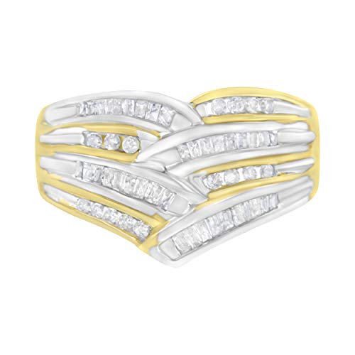 Haus of Brilliance 10KT Yellow and White Gold 1/2 cttw Diamond Crossover Ring (H-I, I2-I3) - Size 7