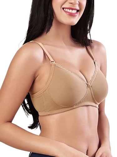 Image of Women's Seamless Padded Non Wired Cotton Stretch Everyday Bra| Detachable Straps | Transparent Straps Included