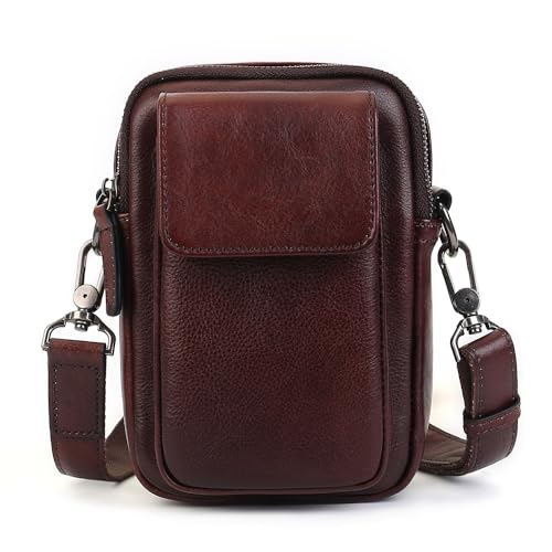 Image of Small Leather Crossbody Bags for Women Mini Messenger Bag for Men Purse Shoulder sling bag