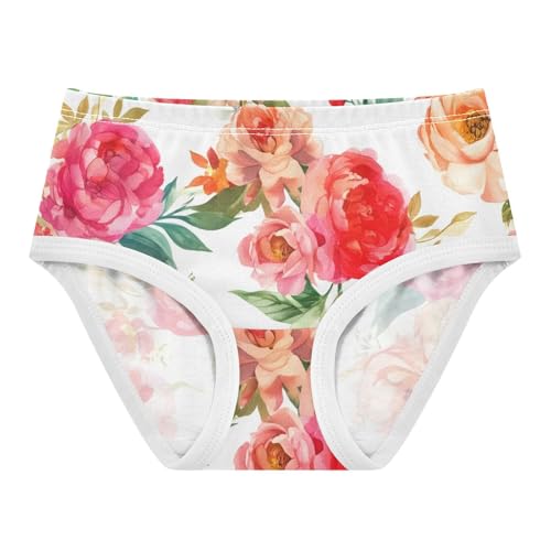 Toddler Underwear Floral 2t Cotton Panties for Girl Print Undies Kids Briefs Bouquets Peonies Flowers Peach