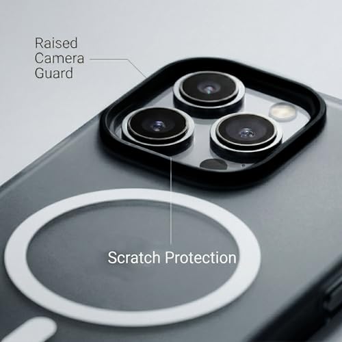 Image of amazon basics Luxury MagSafe Compatible Magnetic Case for iPhone 15 Pro | Soft Touch Matte Pastel Finish | Shockproof Back Cover with Camera Protection (Black)