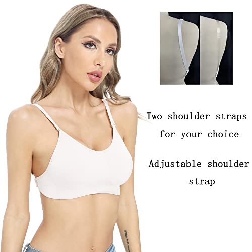 Image of OBICUM Backless Clear Back Bra Convertible Wireless Dance Bra Unpadded Adjustable Straps Low Back