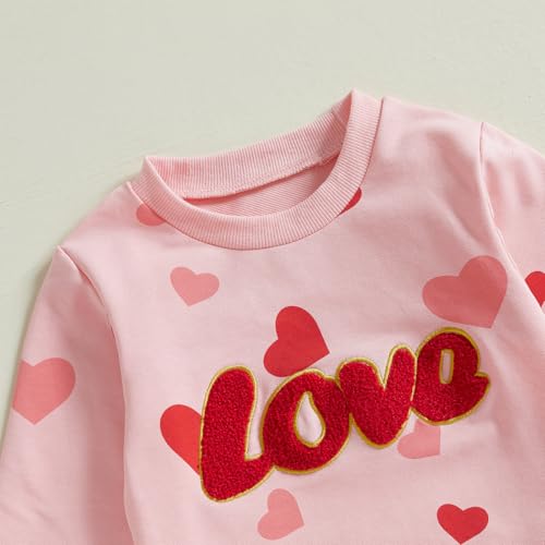 Image of Toddler Girl Valentines Day Outfits Letter Heart Print T-Shirt A-Line Mini Skirts Dress Girls Valentine's Day Dresses