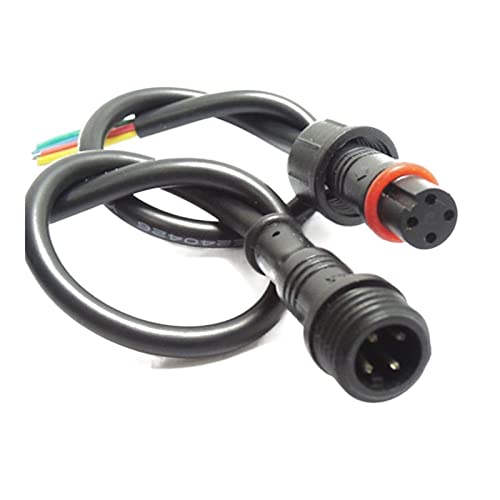 RIDENS Waterproof Line 24# 4 Core 0.2 Square Waterproof Male and Female Cable 40CM Black