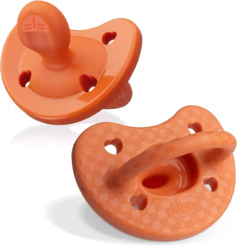 Image of Chicco PhysioForma Luxe Orthodontic Pacifier for Babies 16-24 Months,One-Piece 100% Soft Silicone, Supports Breathing, Textured Shield&Handle, Sterilizing Case,BPA Free,2-Count,Terracotta (Pack of 6)
