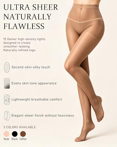 Medias transparentes para mujer 15 denier cintura alta pack de 2 pares 2