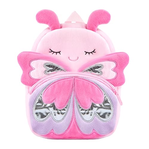 NICE CHOICE Cute Toddler Backpack Toddler Bag Mini Travel Bag for Girl Boy 2-6 Years(Little Butterfly-Pink)