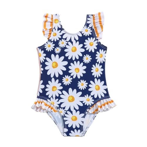 Toddler Baby Girls One Piece Swimsuits Ruffle Strap Beach Swimwear Floral Printed Bathing Suit Cute Swimming Suit