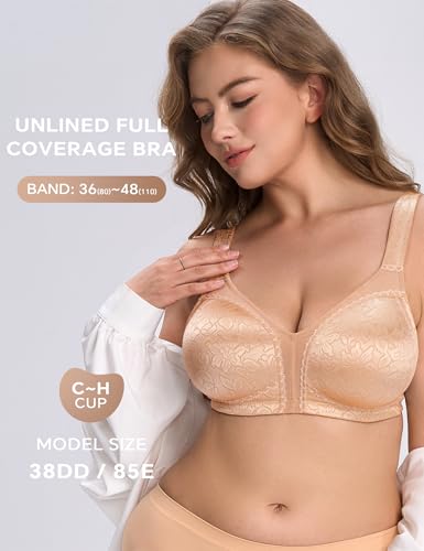 Image of Wingslove Women's Minimizer Bra Wireless Full Coverage Non-Padded Plus Size No Underwire Everyday Comfort