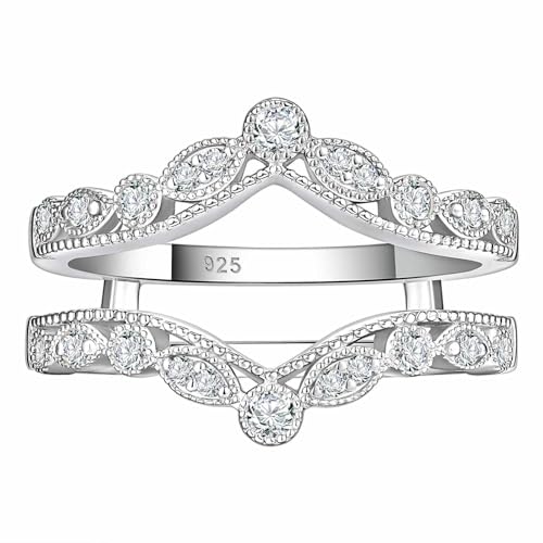 SHELOVES Vintage Style Ring Enhancers for Engagement Ring Adjustable Wedding Bands 925 Sterling Silver 5-10