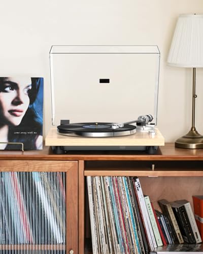 Image of Turntables Record Players Wireless Output Carbon Fiber Tonearm Aluminium Platter Belt-Drive LP Turn Tables Audio Phono RCA Line Out AT-3600L MM Cartridge Vintage Retro Pale Wood Walnut