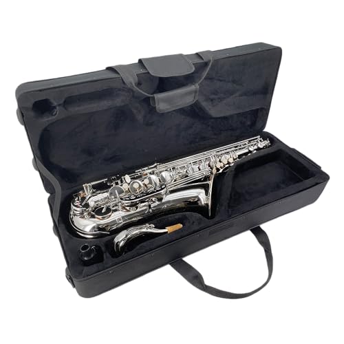 Image of Yinfente Bb Tenor Saxophone Professional Beginner Kit-B Flat Tenor Sax Complete Student Set with Hard Case,Reeds,Cleaning Cloth,Neck Straps,Mouthpiece Silver