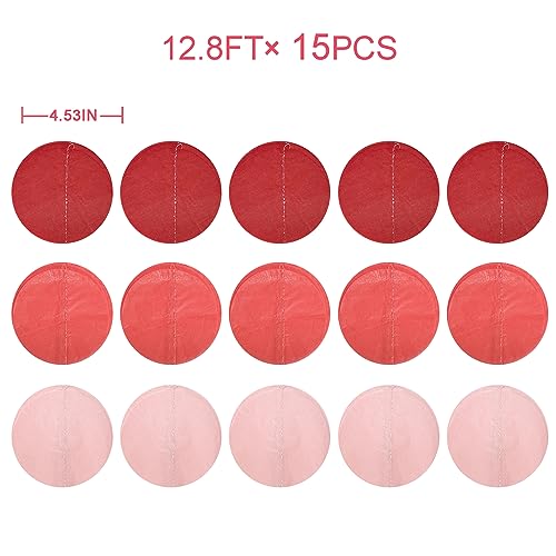 Image of 192 Ft Red Party Decorations Ombre Red Polka Dot Backdrop Streamer Tissue Paper Circle Dots Hanging Garland for Birthday Graduation Engagement Wedding Anniversary Valentines Holiday Hen Party Supplies