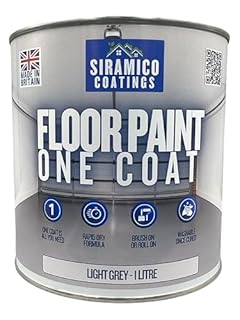 SIRAMICO COATINGS One Coat Anti-Slip Floor Paint | 1 Litres | 5 Modern Colours I Waterbased, Quick Drying Formula | White, Black, Greys (Light Grey, 1 Liter)