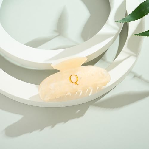 Image of LILIE&WHITE Acrylic Letter Hair Clips For Women Stylish Q Initial Hair Claw Alphabet Hair Clip Fashion Glitter Monogram Claw Clip Elegant And Durable Hair Accessory Large Hair Clips Q