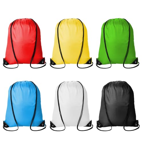 IHLOOTD Turnbeutel Set 6 Stück Drawstring Bag Waterproof Rucksack Beutel mit Kordelzug Sportbeutel Großem Fassungsvermögen DIY Kordelzugbeutel für Kinder, Erwachsener, Sport, Fitness (B)
