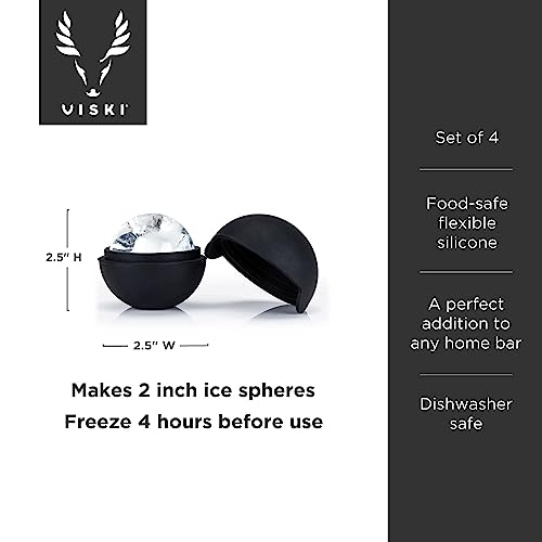Molde de esfera de hielo grande de 2 pulg Viski, set de 4 miniatura 3