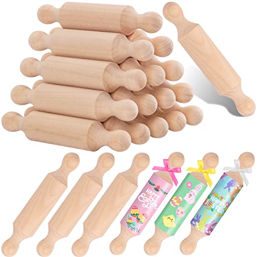 20 Stück Mini-Nudelhölzer zum Basteln, kleine Teigrolle aus Holz für Kinder in der Küche, Holz-Etagen-Tablett, dekorativ für Halloween- und Weihnachtsgeschenke (10.9 cm) Cover