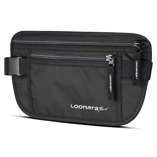 Flache Bauchtasche mit RFID Schutz (wasserdicht) - Geldgürtel für mehr Sicherheit beim Reisen durch RFID Protection - Damen Tasche oder Bauchtasche Herren zum Sport, Joggen und Reisen (schwarz)