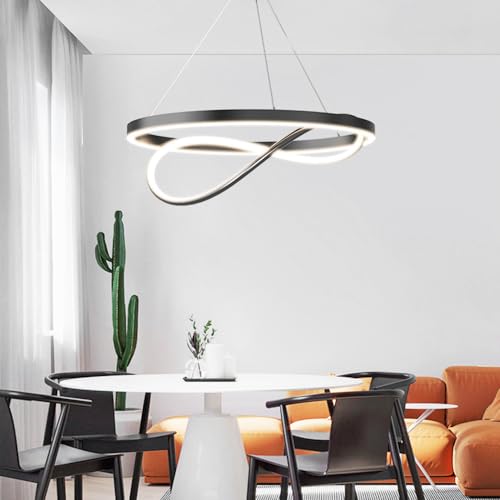 Suspension géométrique noire LED pour salle à manger