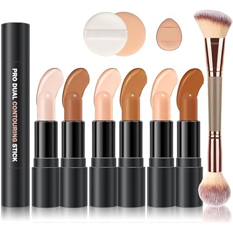 LZXLUKGIR 6 Colors Cream Contour Stick Makeup Contour Kit,Face Highlighter Makeup Stick Cream Bronzer Stick Contouring Makeup Kit for Beginners,Lightweight Cream Concealer Contorno Maquillaje Cover
