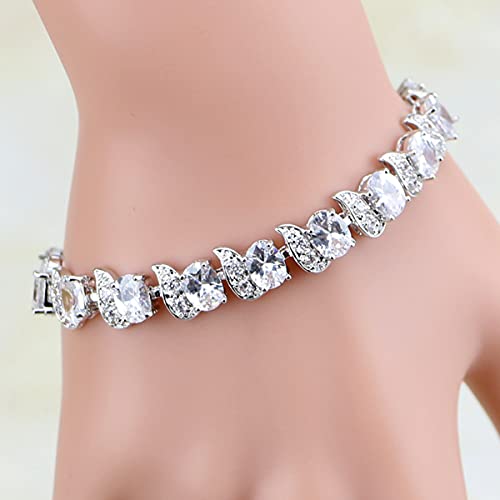 Image of LMXXVJ Fashion Tennis Bracelet Created Emerald White Gold Plated Charm Bracelet Gifts Jewelry for Women