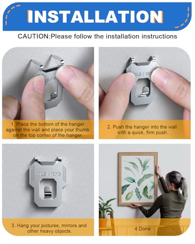 Image of LZC 20Pcs Claw Drywall Picture Hanger: Wall Hooks for Hanging Picture Mirror Photo Poster Kit - No Damage Heavy Duty Wall Hanger for Room Office Decor Easy Tool-Free Nail-Free Holds Up to 40Lbs