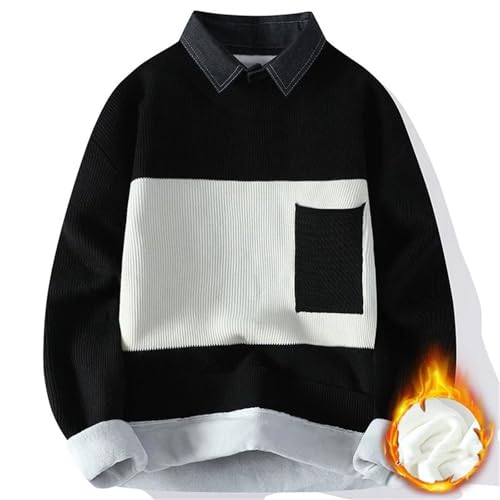Men's Striped Wool Sweater Loose Fit Warm Knit Pullover for Fall Winter3