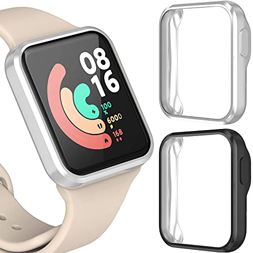 CAVN 2 Pièces Protection Écran Compatible avec Xiaomi Mi Watch Lite, (Non compatible avec Redmi Watch Lite 2) TPU Protecteur D'écran Coque Anti-Bulle Ultra-Clair Protecteur 'écran Pour Mi Watch Lite Cover