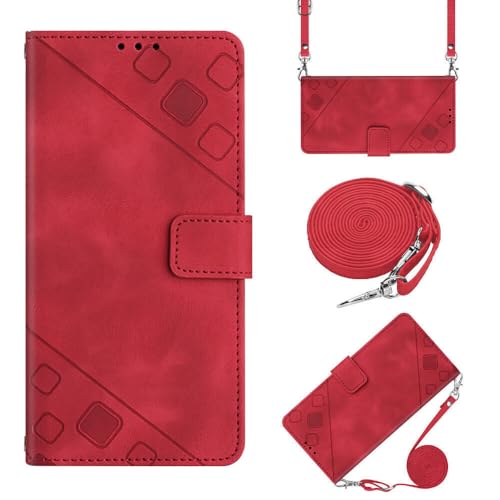Étui iPhone 15 Plus rouge portefeuille protège écran et cartes bancaires