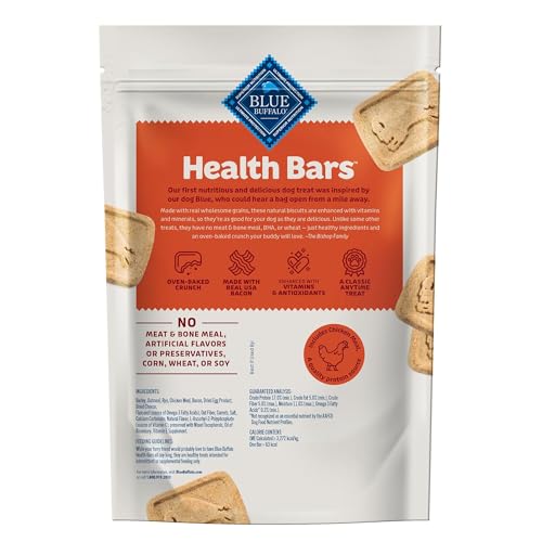 Blue Buffalo Health Bars Crunchy Dog Biscuits, Oven-Baked with Natural Ingredients, Bacon, Egg & Cheese, 16-oz Bag
