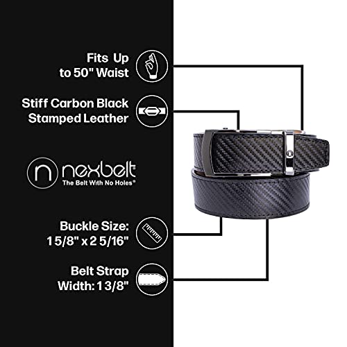 Image of Nexbelt Men's EDC Ratchet Belt | Bond Carbon Black 1.375 inch [35mm] Leather Strap - Micro-Adjustable Gun Belt for Concealed Carry - Tactical Accessories, Mens Belt Ratchet & Riggers Belt