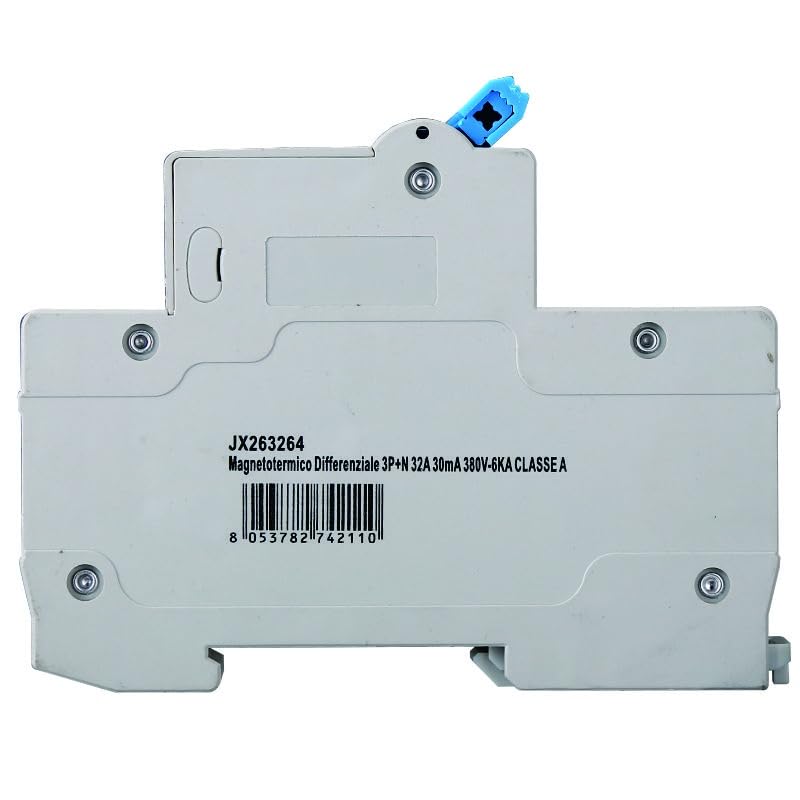 Interruttore Magnetotermico Differenziale 3P+N 32A 30mA 380V-6KA CLASSE A 30mA per Guida DIN - 4 Moduli DIN - Protezione Circuiti e Sicurezza Impianti