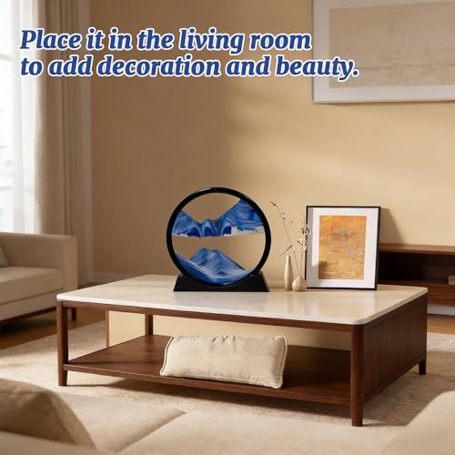 Calenxy Bewegendes Sandbild, 17cm Sandbilder zum Drehen 3D Sandscape, Sandmalerei, Sanduhr Deko Sandbild Geschenke für Büro Wohnzimmer Schreibtisch Erwachsene Kinder
