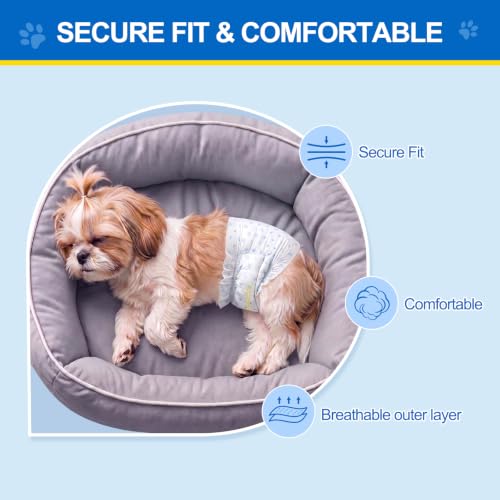 Image of Wowflash 100 Count Dog Belly Bands for Male Dogs, Male Dog Diapers Disposable, Leakproof Dog Wraps with Wetness Indicator, Breathable Quick-Dry, Secure Fit for Doggy Puppy Training, X-Small