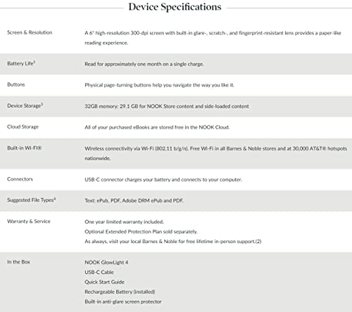 Image of Barnes & Noble Nook Glowlight 4 eReader | 6 inch Touchscreen | 32GB | Black | BNRV1100