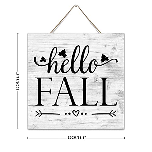 Panneau mural en bois Hello Fall décoration suspendue antique 30cm - 4