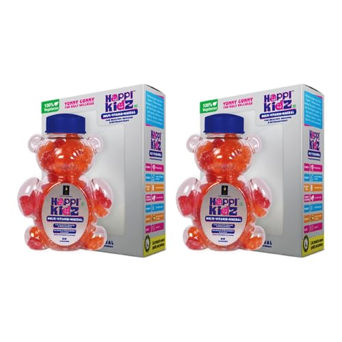 Image of BRITISH LIFE SCIENCES PVT LTD ; Nutrition For A Healthy Beginning Happi Kidz Multivitamin Gummies For Kids - (120 Count Gummy Bears) -Orange & Strawberry - Children above 2 years (Pack of 2)