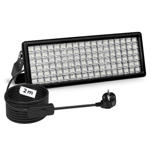 HOPEDAMAI 100W LED Strahler mit 2m Kabel, Schalter & Stecker, AC 85V-305V