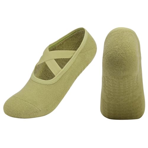 Image of Cotton Yoga Socks with NON-SLIP GRIPS for Women - Yoga Meditation Pilates Barre Accessories - One Size Fits Most