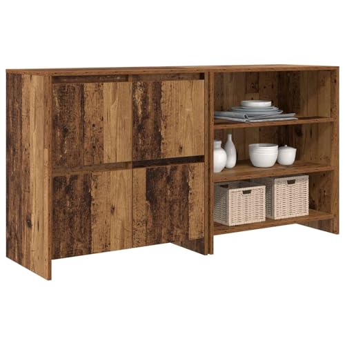 Aparador de madera recuperada de 70x41x75 cm moderno con 4 puertas para salon 4
