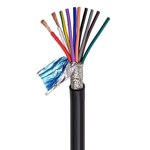 Outdoor Extension 2meters Control Signal Line 2 3 4 5 6 7 8 10 12 14 16 20 24 Core PVC Cable 22AWG 0.3 0.5 0.75mm Shielded Wire Solar sheathed(Black0.5mm,10-core)