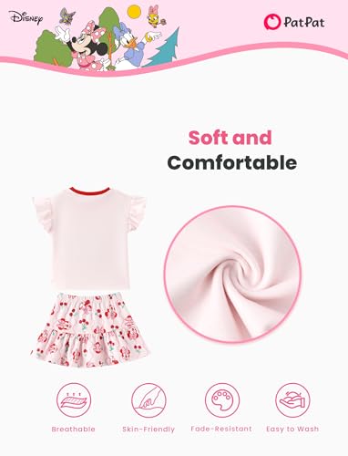 Image of Disney Frozen Elsa Minnie Mouse Stitch Princess Girls' Skirt Sets Ruffle Short Sleeve Clothes 2pcs Outfits Summer Dress 2-9Y