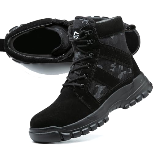 Image of Women's Steel Toe Boots Waterproof Lightweight Construction Safety Shoes
